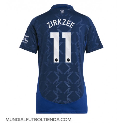 Camiseta Manchester United Joshua Zirkzee #11 Segunda Equipación Replica 2024-25 para mujer mangas cortas